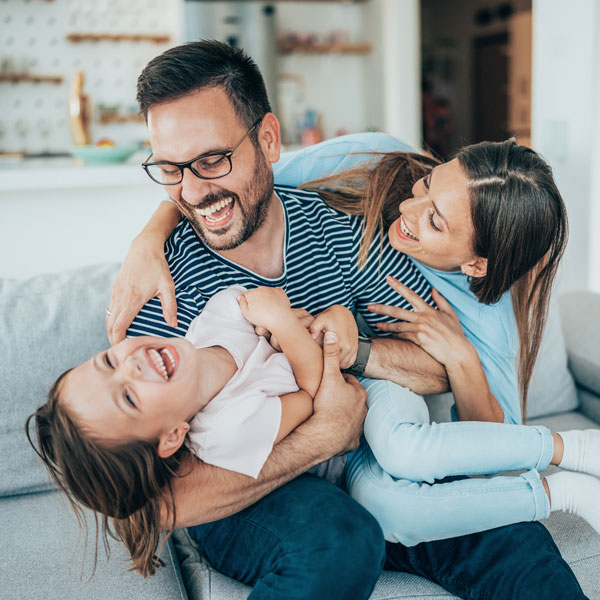 Family spending happy time in home at Flagstaff, AZ