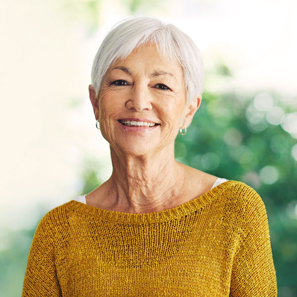 The older lady with bright and happy smile at Flagstaff, AZ